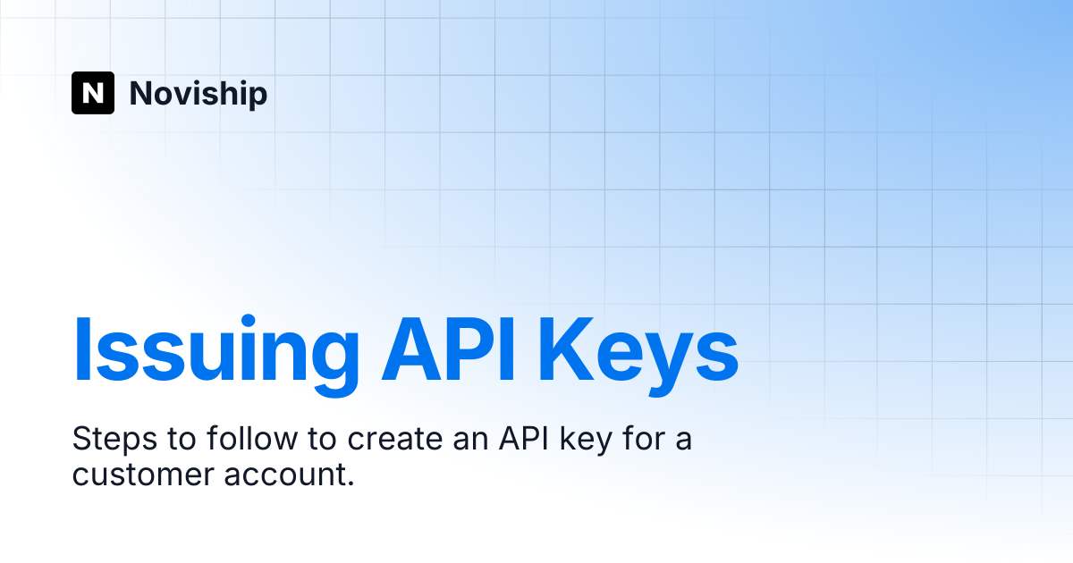 Issuing API Keys | Noviship